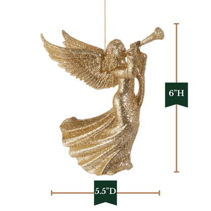 RAZ Imports 6" Glittered Gold Angel Christmas Ornament