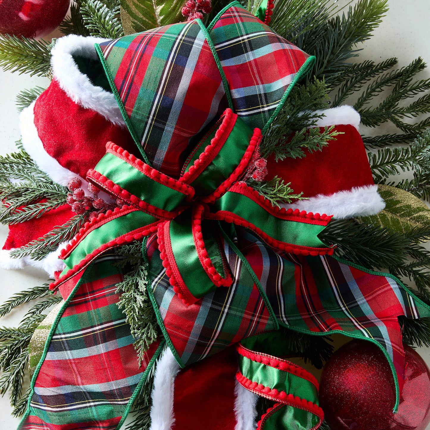 RAZ Imports Green Tartan Plaid Wired Christmas Ribbon, 4" X 10 Yards - 1 Roll