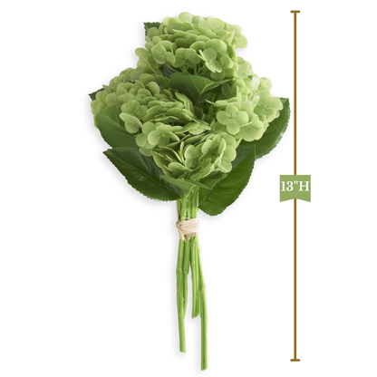 K&K Interiors 13" Real Touch Hydrangea Full Bloom Flowers - 6 Stem Bundles