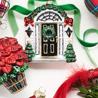 RAZ Imports 4.25" Home For The Holidays Front Door Glass Christmas Ornament