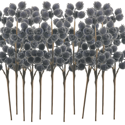 RAZ Imports 21" Iced Blue Berry Pod Decorative Christmas Tree Spray - Set of 12
