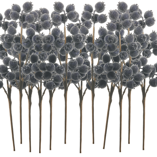 RAZ Imports 21" Iced Blue Berry Pod Decorative Christmas Tree Spray - Set of 12