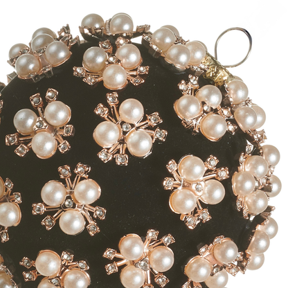 RAZ Imports 4" Black Pearl Jewel Clustered Ball Christmas Ornaments - Set of 8