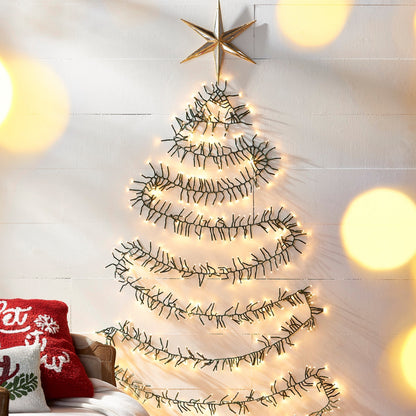 RAZ Imports Connectable Warm White Cluster Garland Christmas Lights with Green Wire and Remote