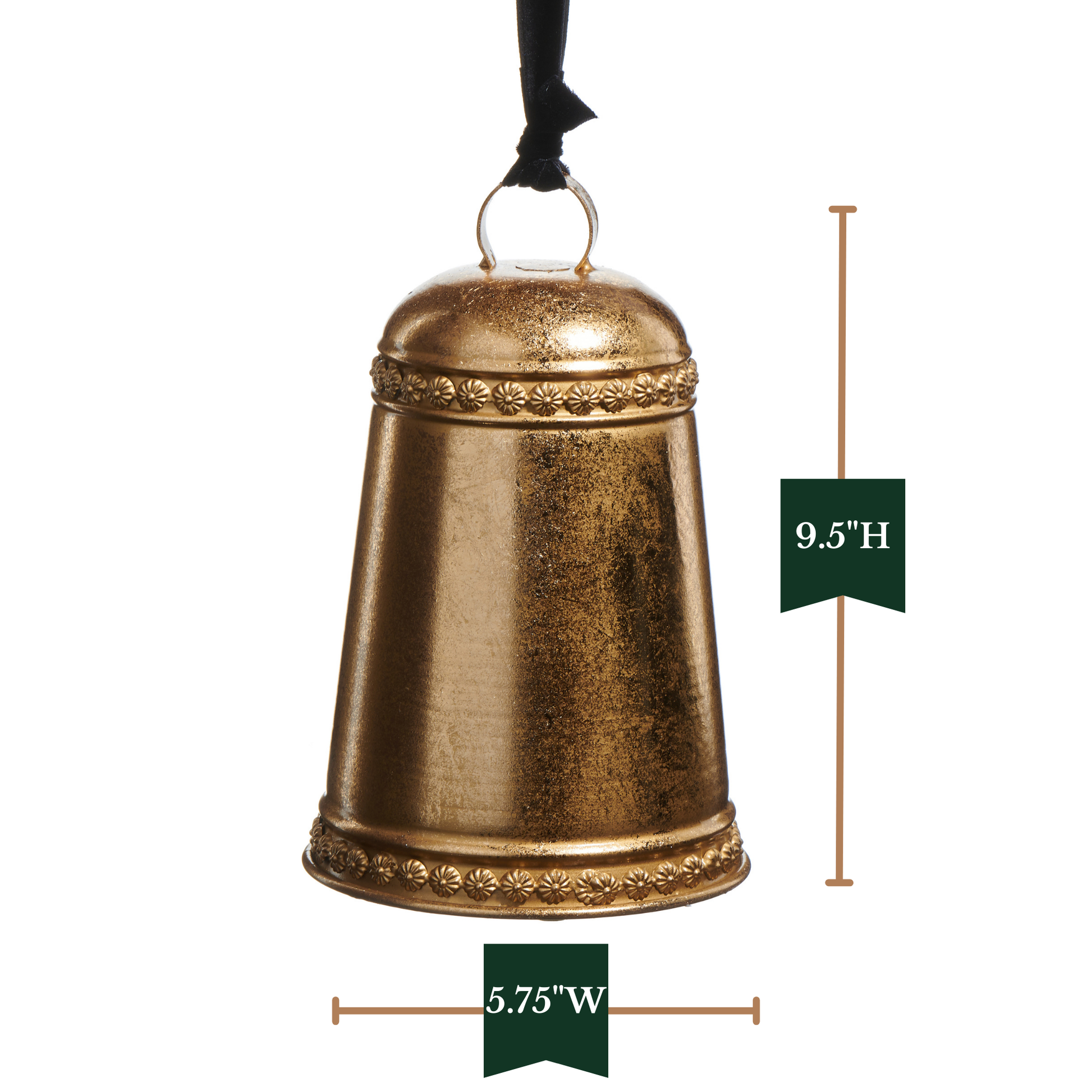 RAZ Imports Gold Christmas Bell Hanging Metal Ornament