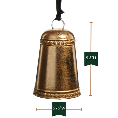 RAZ Imports Gold Christmas Bell Hanging Metal Ornament