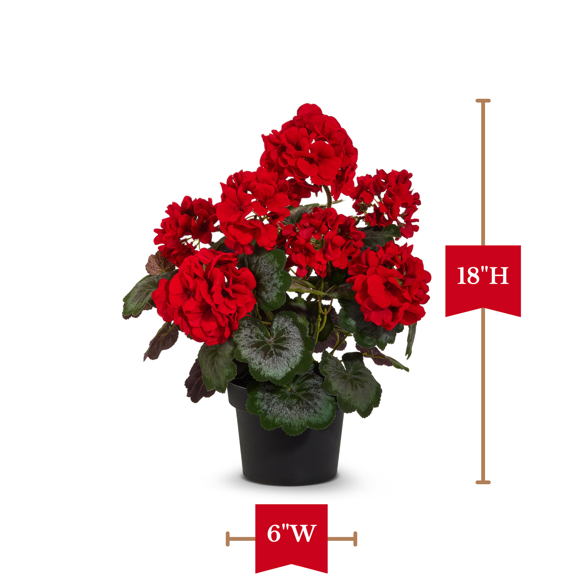 RAZ Imports Red Geranium Potted Flowers