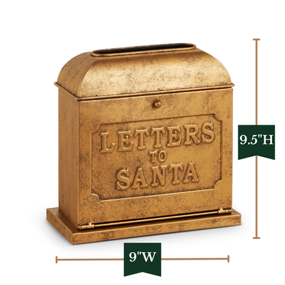 RAZ Imports 9.5" Letters to Santa Gold Metal Mailbox Christmas Decoration