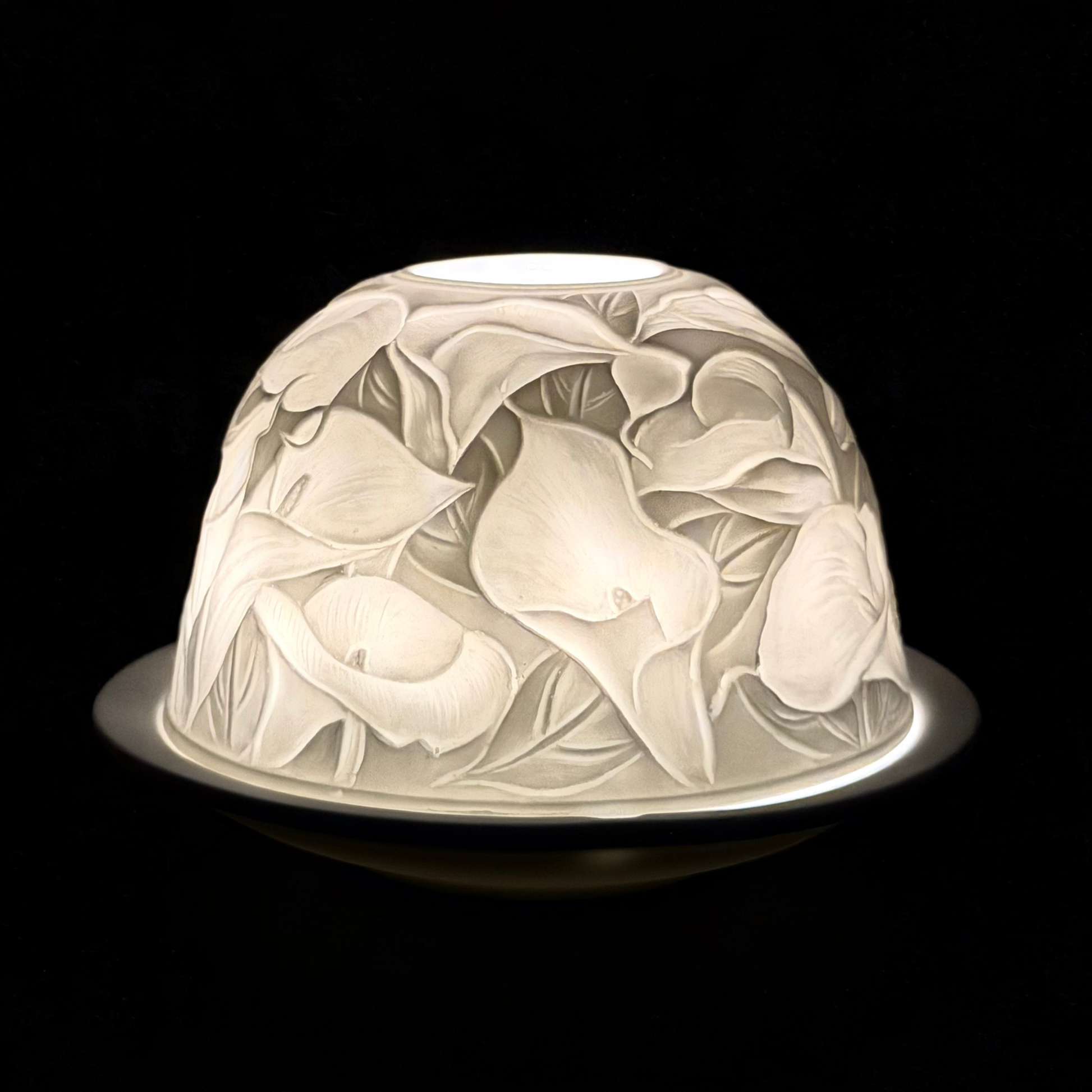 Starlight Porcelain Votive Light Calla Lily Blooms Glowing Candle Holder Spring Decoration for Mother's Day