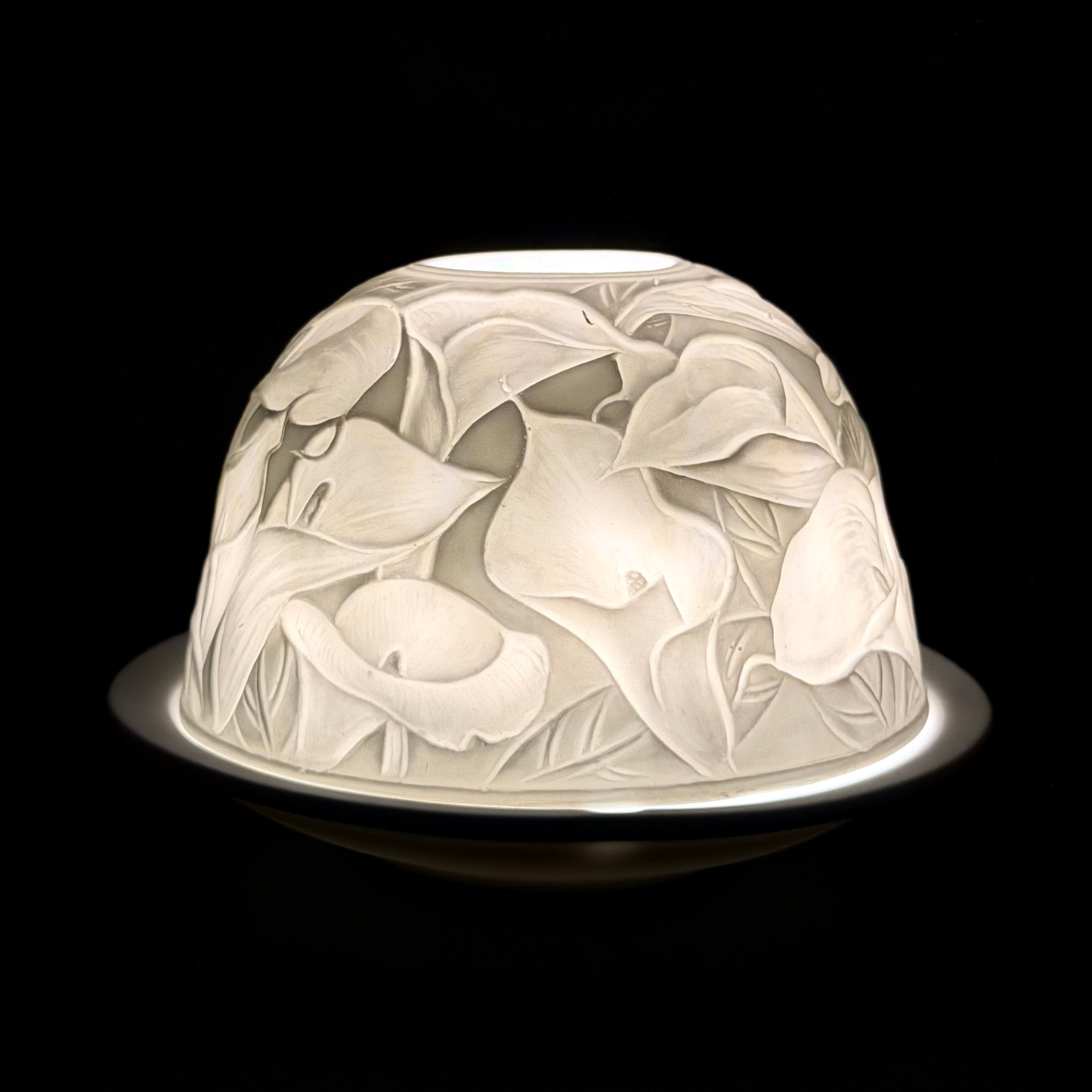 Starlight Porcelain Votive Light Calla Lily Blooms Glowing Candle Holder Spring Decoration for Mother's Day