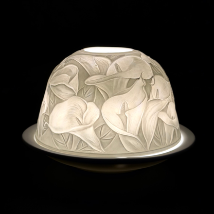 Starlight Porcelain Votive Light Calla Lily Blooms Glowing Candle Holder Spring Decoration for Mother's Day