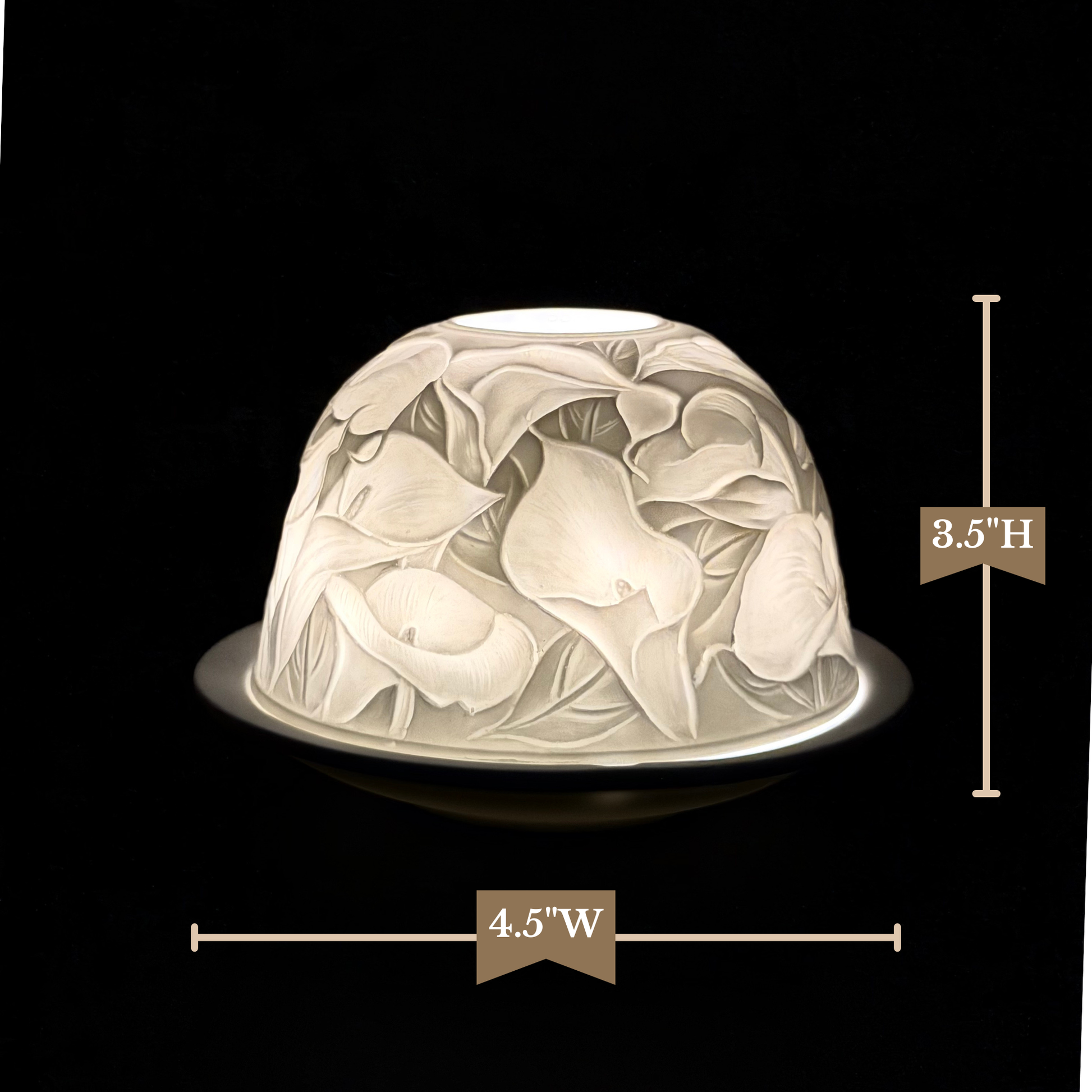 Starlight Porcelain Votive Light Calla Lily Blooms Glowing Candle Holder Spring Decoration for Mother's Day