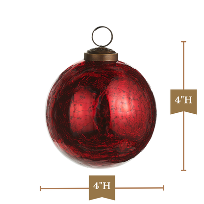 RAZ Imports 4" Marbled Shiny Red Glass Ball Christmas Ornament - Set of 8