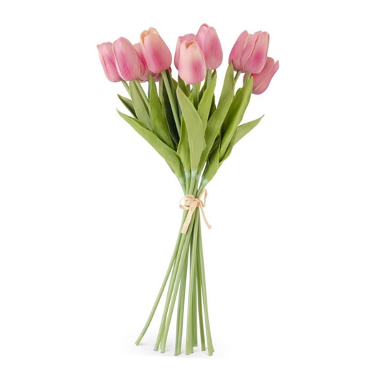 K&K Interiors 13" Real Touch Tulips Spring Flowers for Easter - 12 Stem Bundles