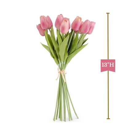 K&K Interiors 13" Real Touch Tulips Spring Flowers for Easter - 12 Stem Bundles