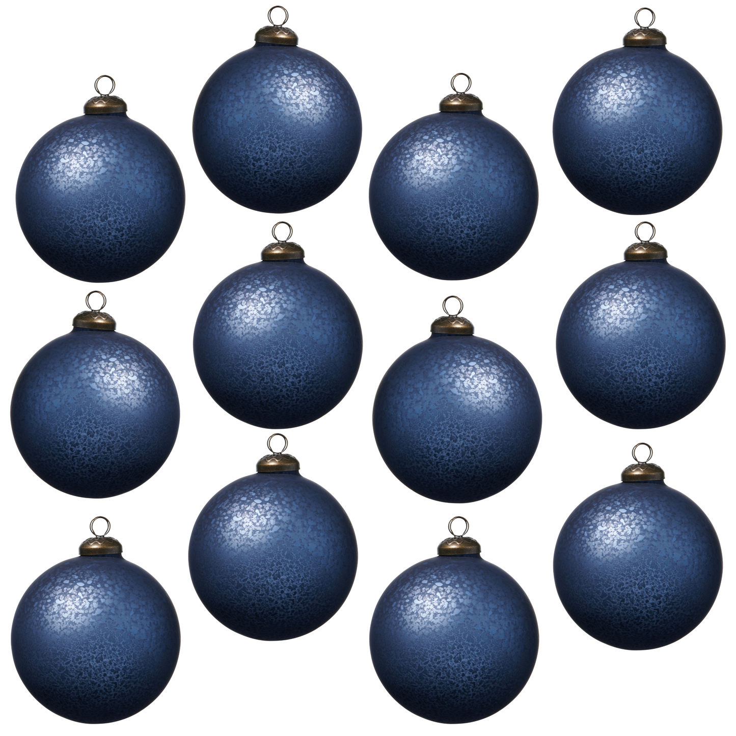RAZ Imports 4" Blue Mercury Glass Ball Christmas Ornament - Set of 12