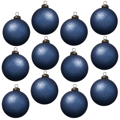 RAZ Imports 4" Blue Mercury Glass Ball Christmas Ornament - Set of 12