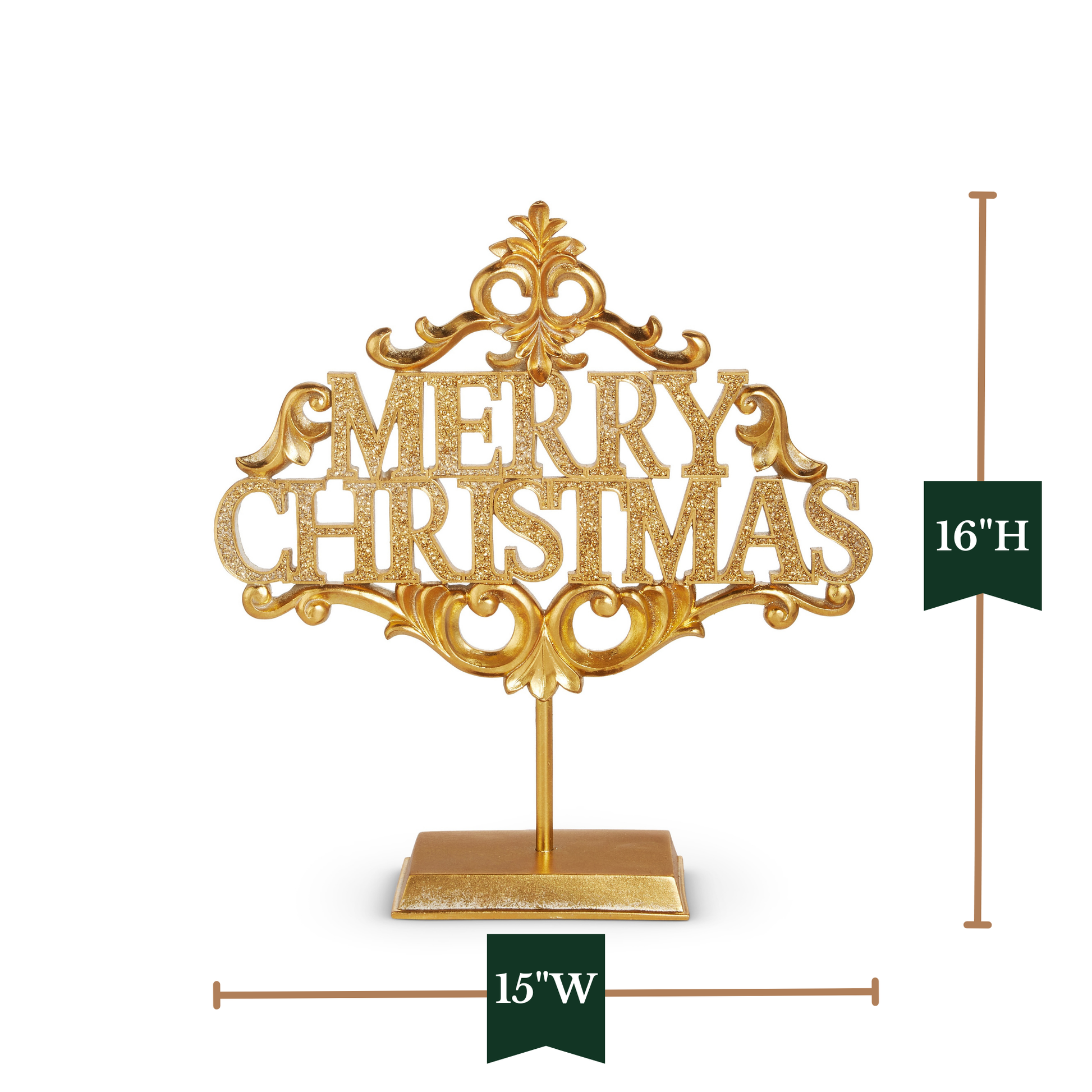 RAZ Imports 16" Glittered Gold Merry Christmas Sign Christmas Decoration
