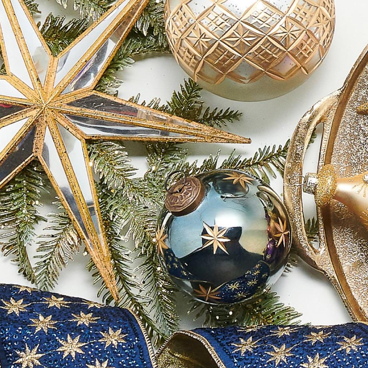 RAZ Imports Blue Celestial Wired Christmas Ribbon with Sequins, 4" X 10 Yards - 1 Roll