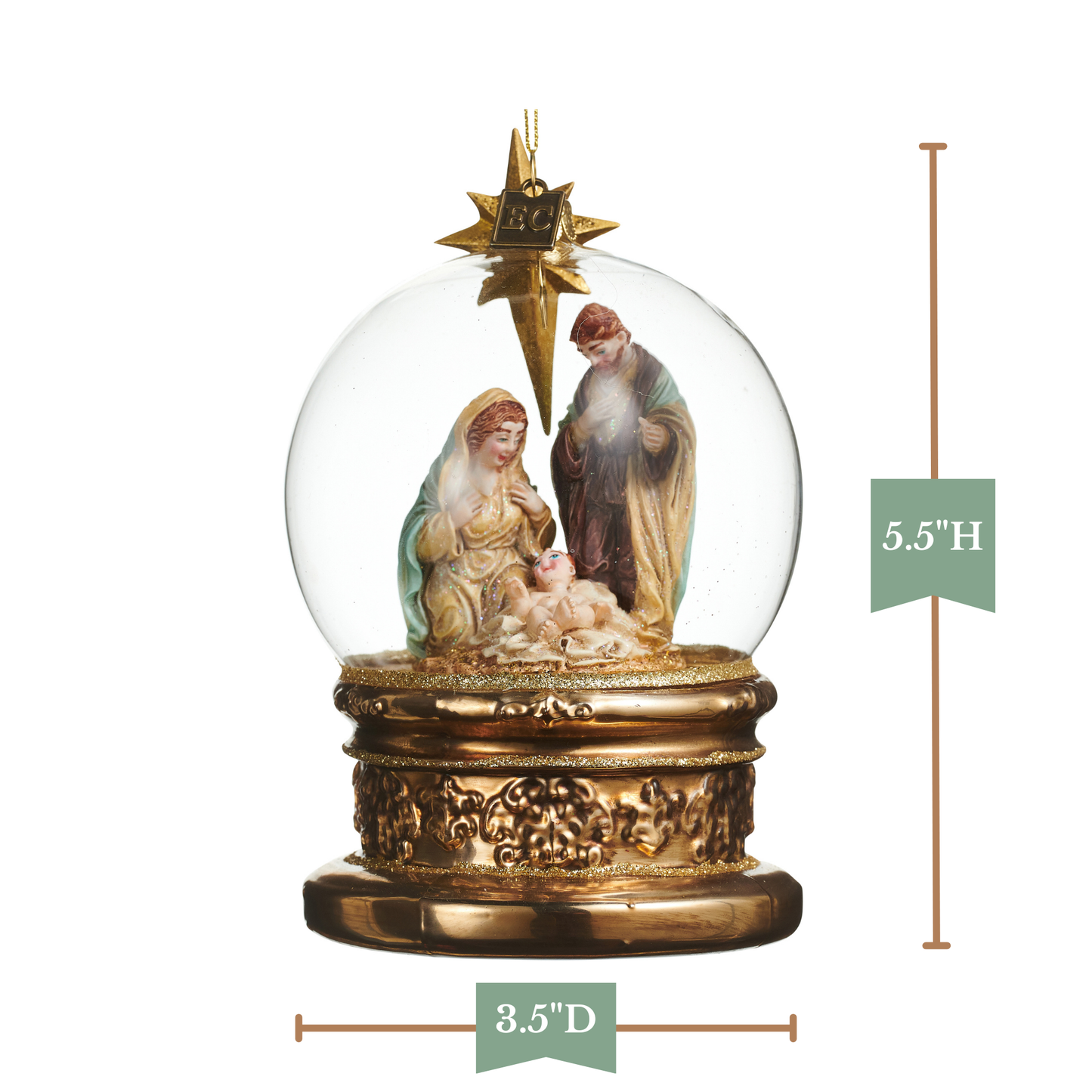 RAZ Imports by Eric Cortina 5.5" The Blessed Birth Nativity Globe Glass Collectible Christmas Ornament