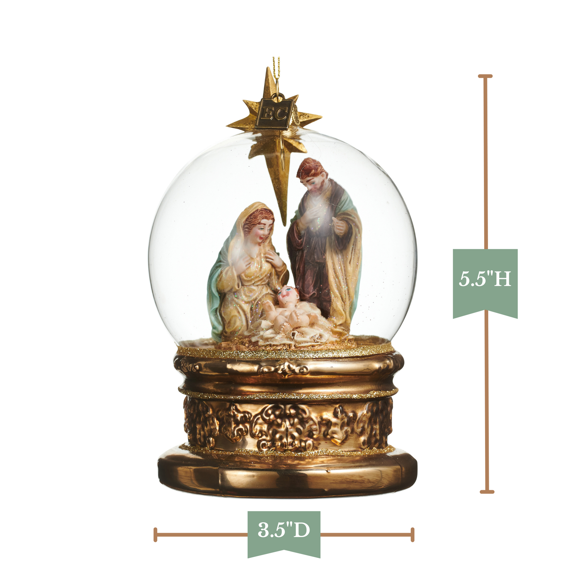 RAZ Imports by Eric Cortina 5.5" The Blessed Birth Nativity Globe Glass Collectible Christmas Ornament