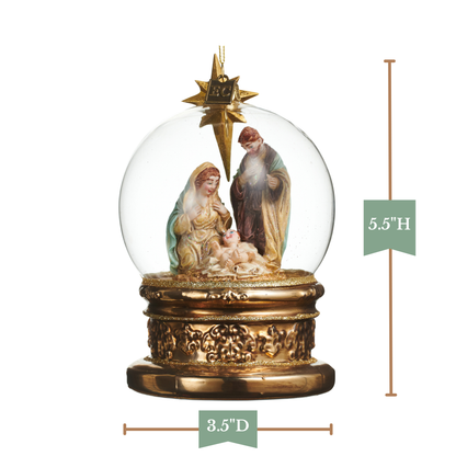 RAZ Imports by Eric Cortina 5.5" The Blessed Birth Nativity Globe Glass Collectible Christmas Ornament