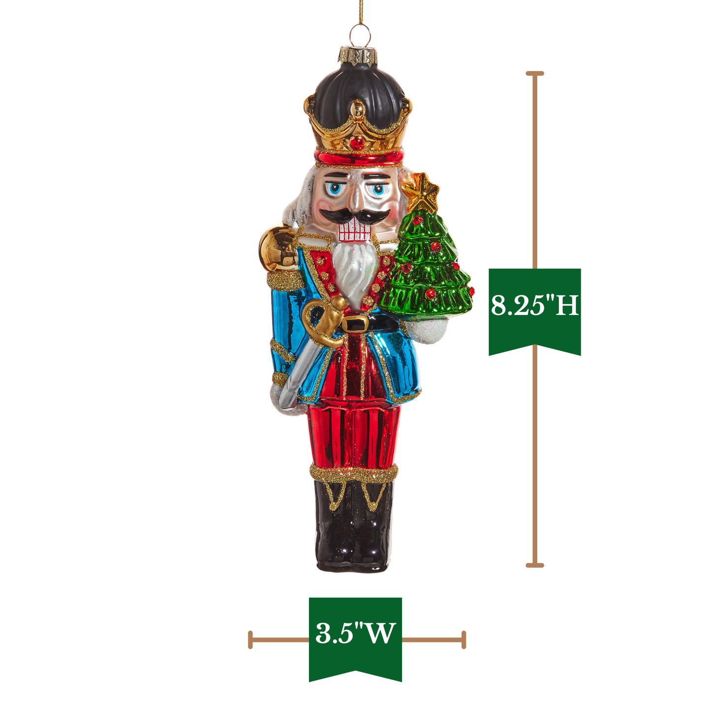 RAZ Imports 8.25" Traditional Nutcracker with Tree Glass Christmas Ornament