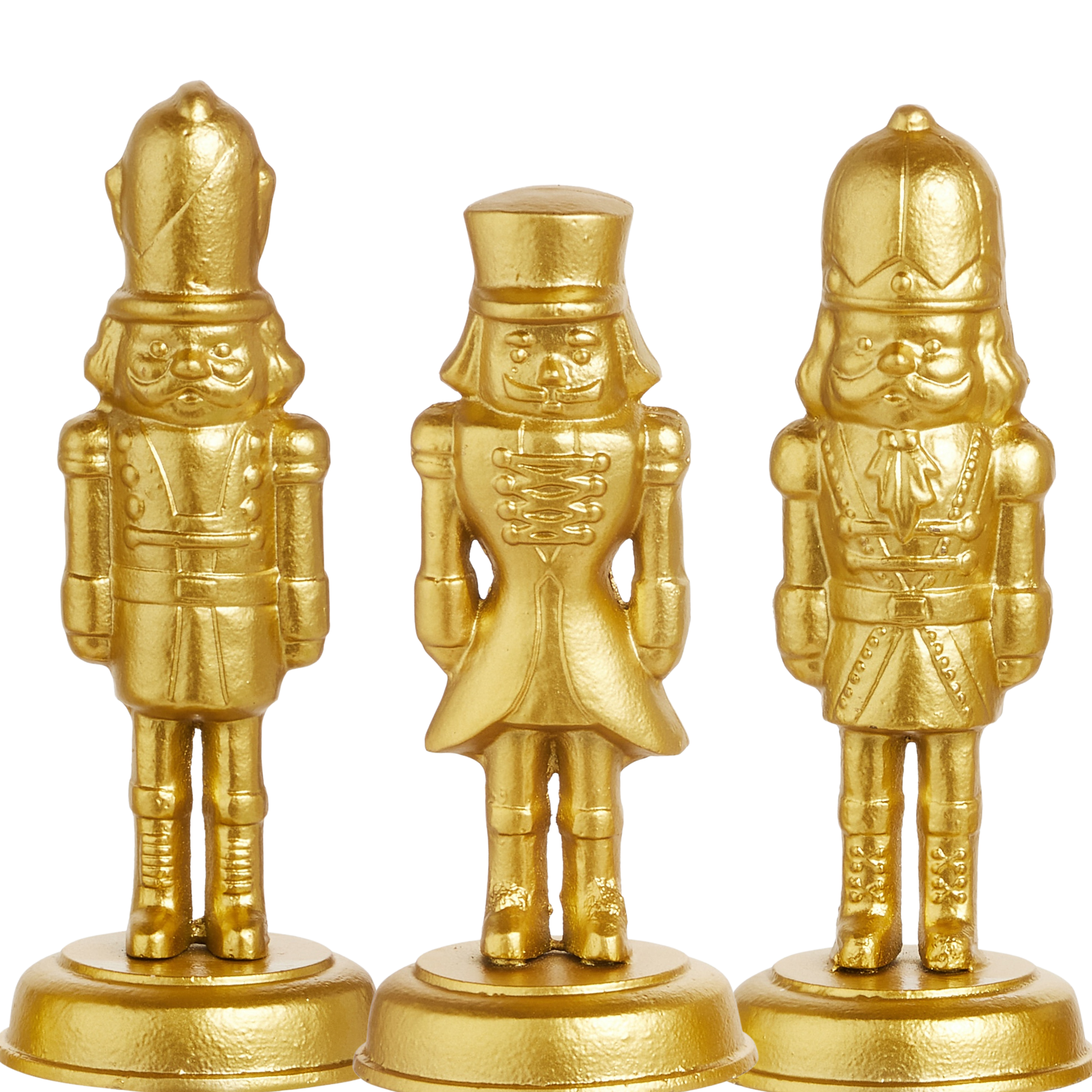 RAZ Imports 12.5" Nutcracker Gold Iron Christmas Stocking Holders - Set of 3