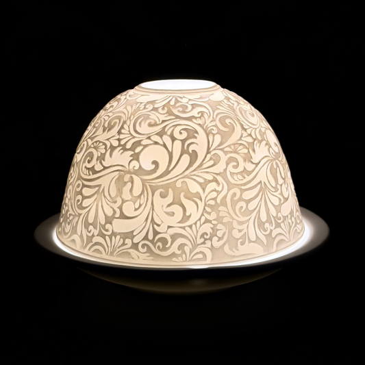 Starlight Porcelain Votive Light Paisley Glowing Candle Holder Spring Decoration for Mother's Day