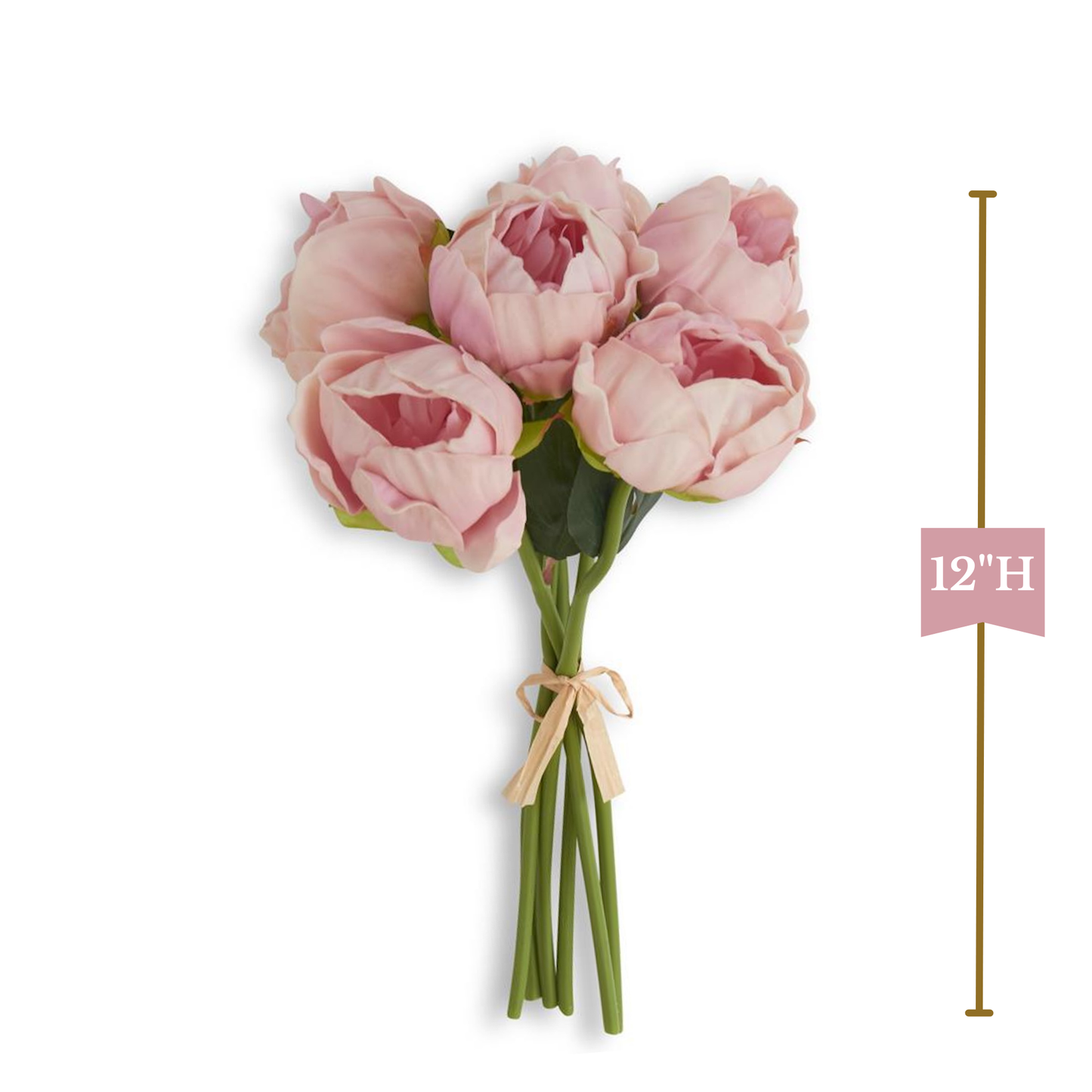 K&K Interiors 12" Real Touch Peony Blooming Spring Flowers - 6 Stem Bundles