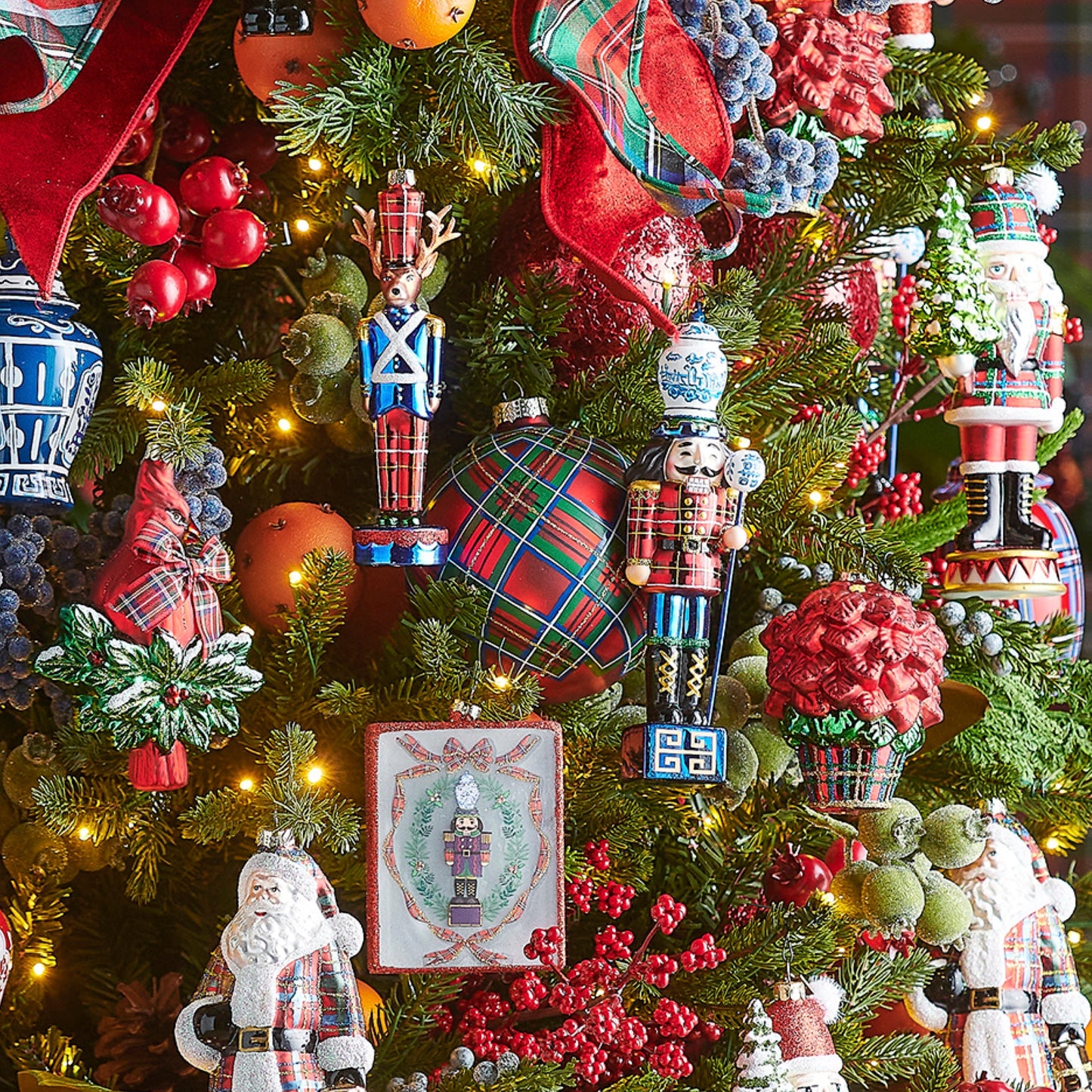RAZ Imports 5" Red Plaid Glass Ball Christmas Ornament - Set of 6