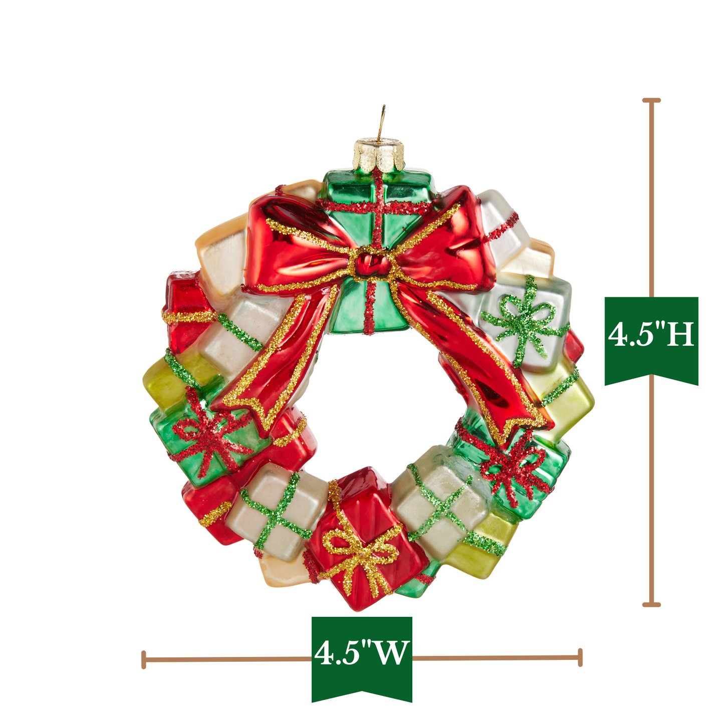 RAZ Imports 4.5" Gift Package Christmas Wreath Glass Christmas Ornament