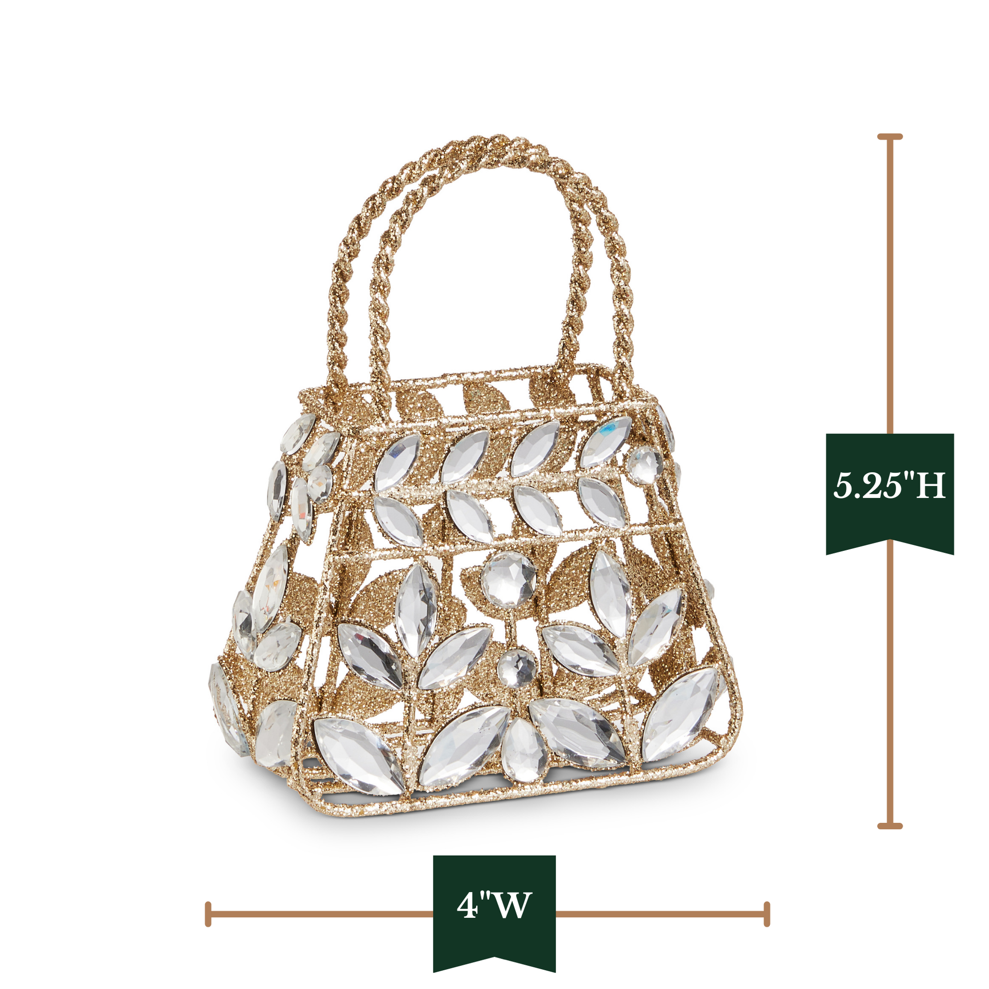 RAZ Imports 5.25" Jeweled Gold Glittered Purse Christmas Ornament