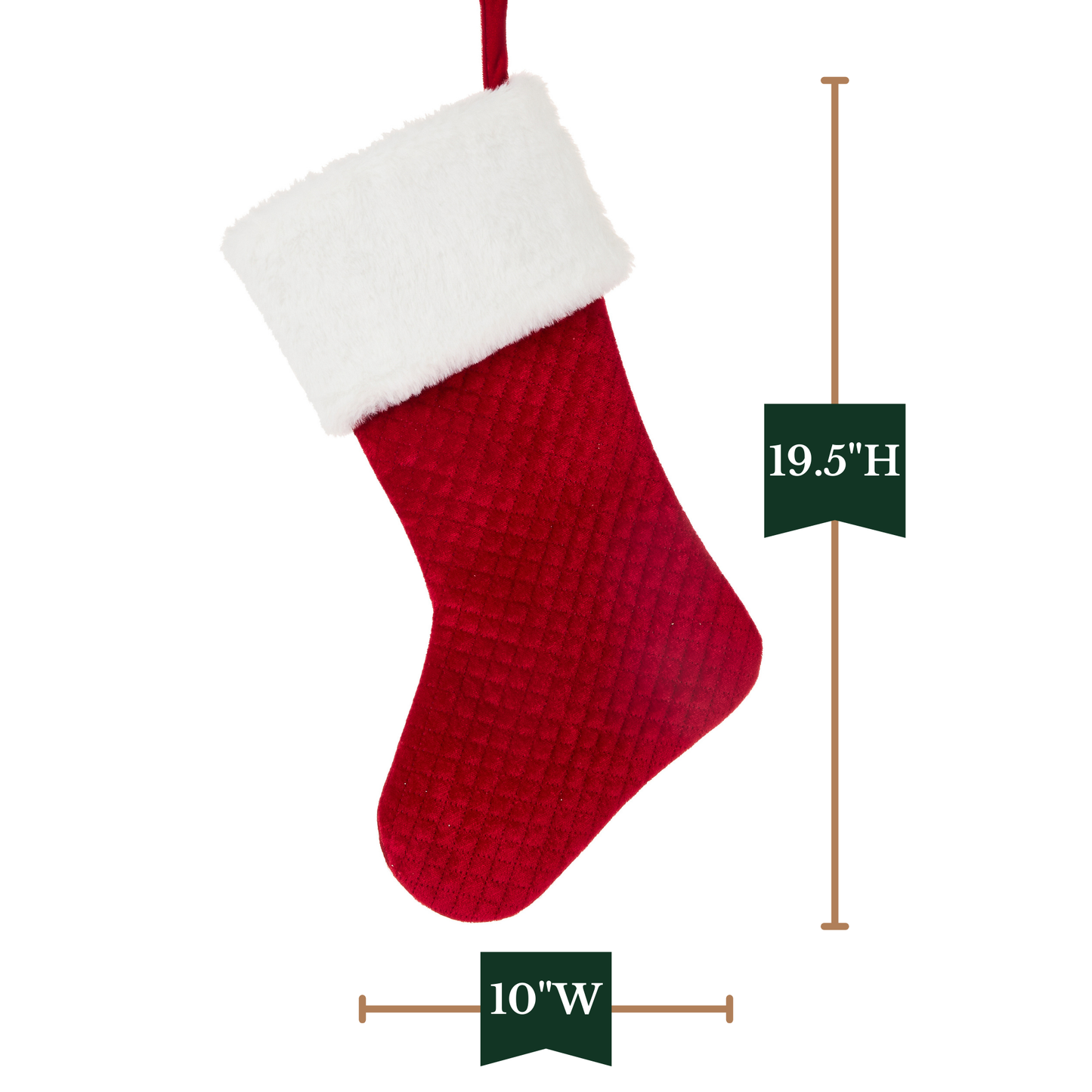 RAZ Imports 19.5" Classic Quilted Red Velvet Christmas Stocking with White Fur