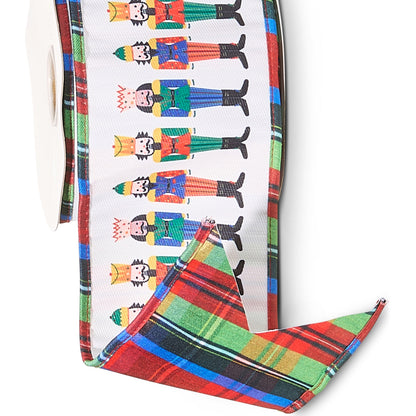RAZ Imports Traditional Nutcracker Tartan Plaid Wired Christmas Ribbon, 4" X 10 Yards - 1 Roll