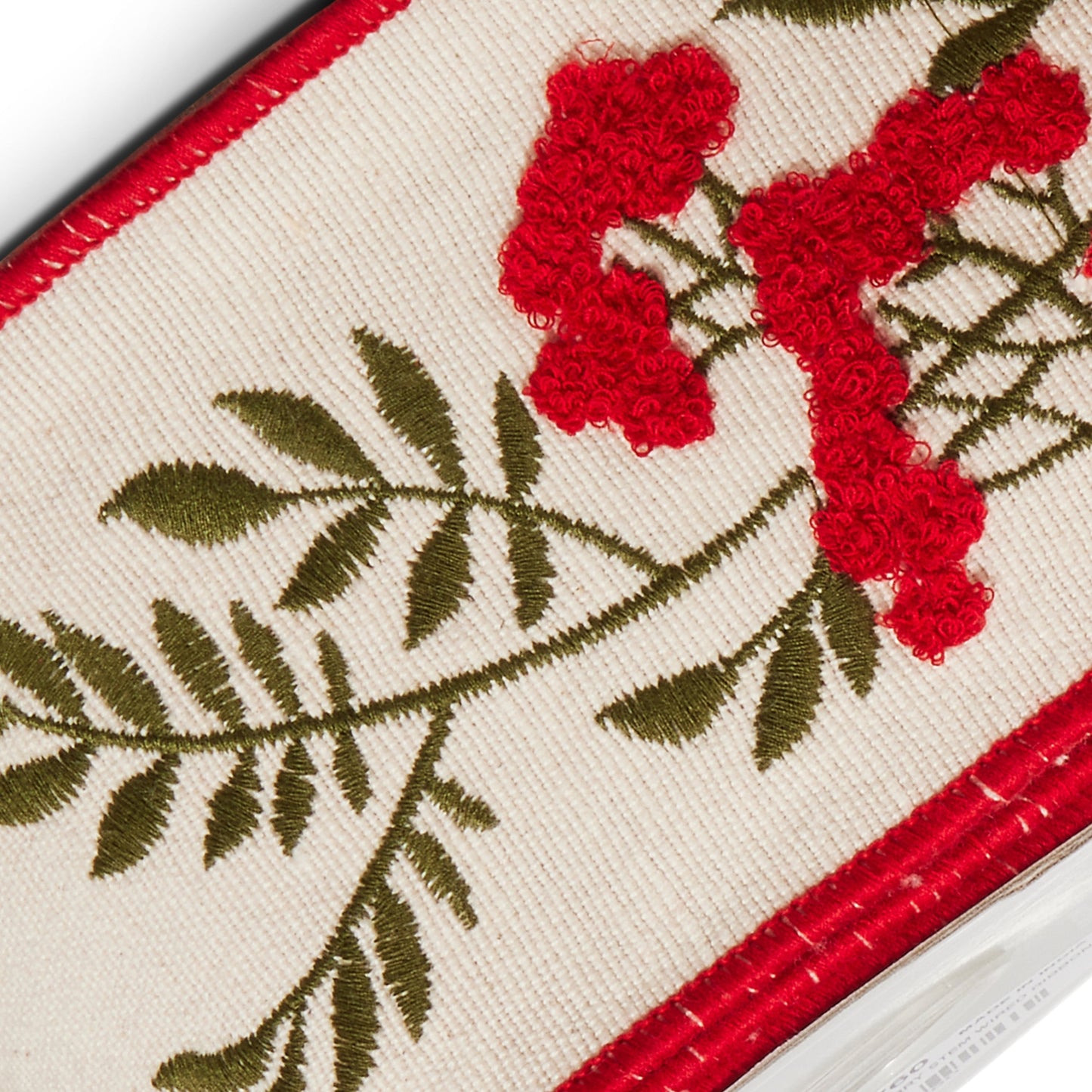 RAZ Imports Red Berry Christmas Stem Wired Christmas Ribbon, 4" X 5 Yards - 1 Roll