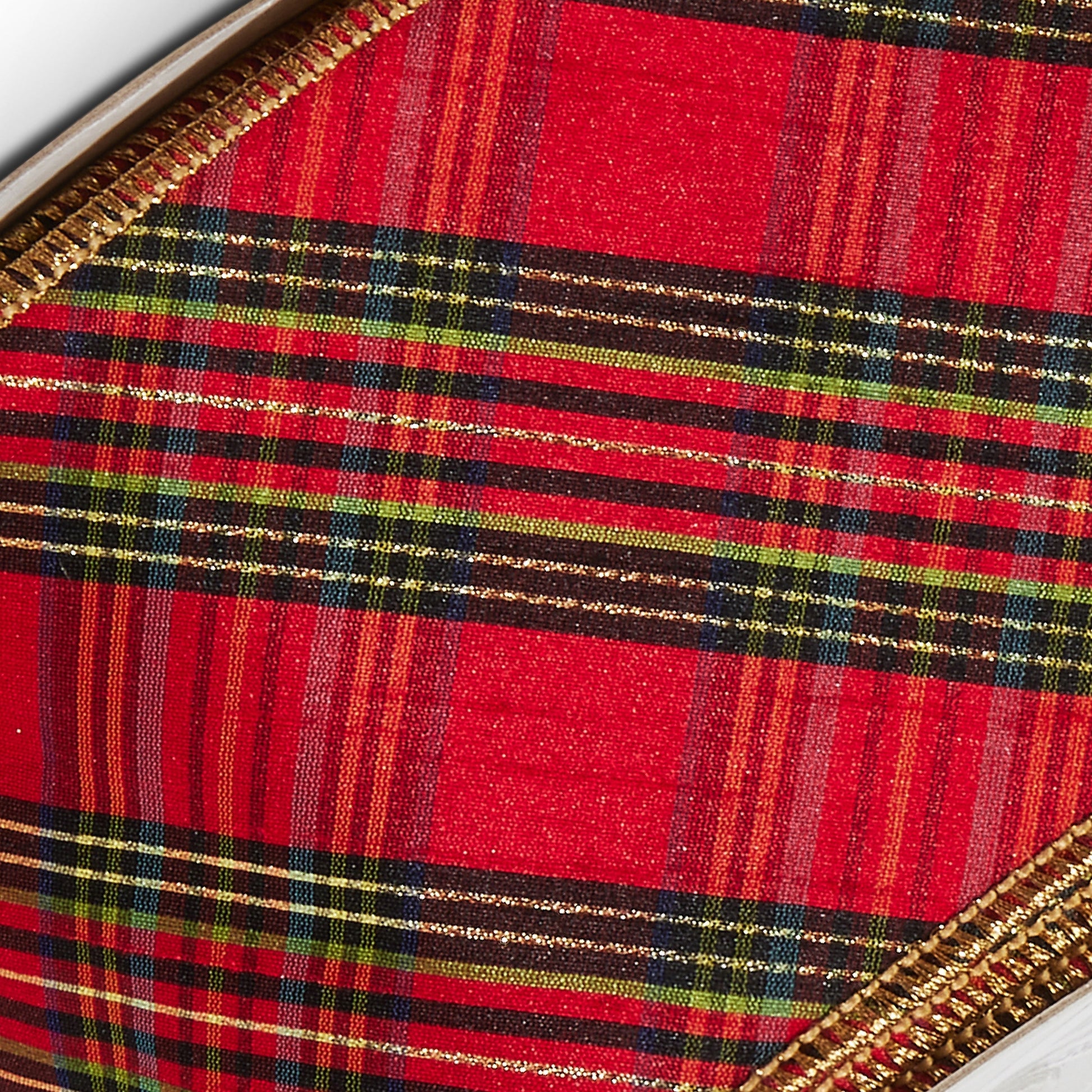 RAZ Imports Red Diagonal Plaid Wired Christmas Ribbon, 4" X 10 Yards - 1 Roll