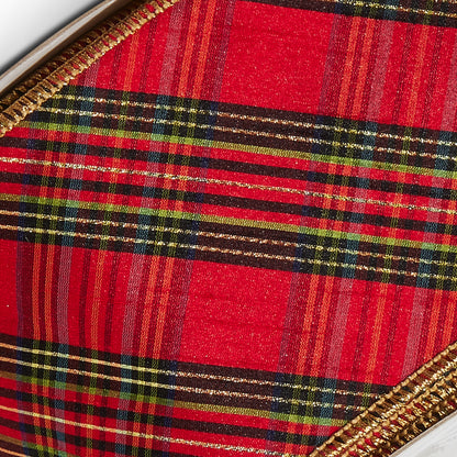RAZ Imports Red Diagonal Plaid Wired Christmas Ribbon, 4" X 10 Yards - 1 Roll