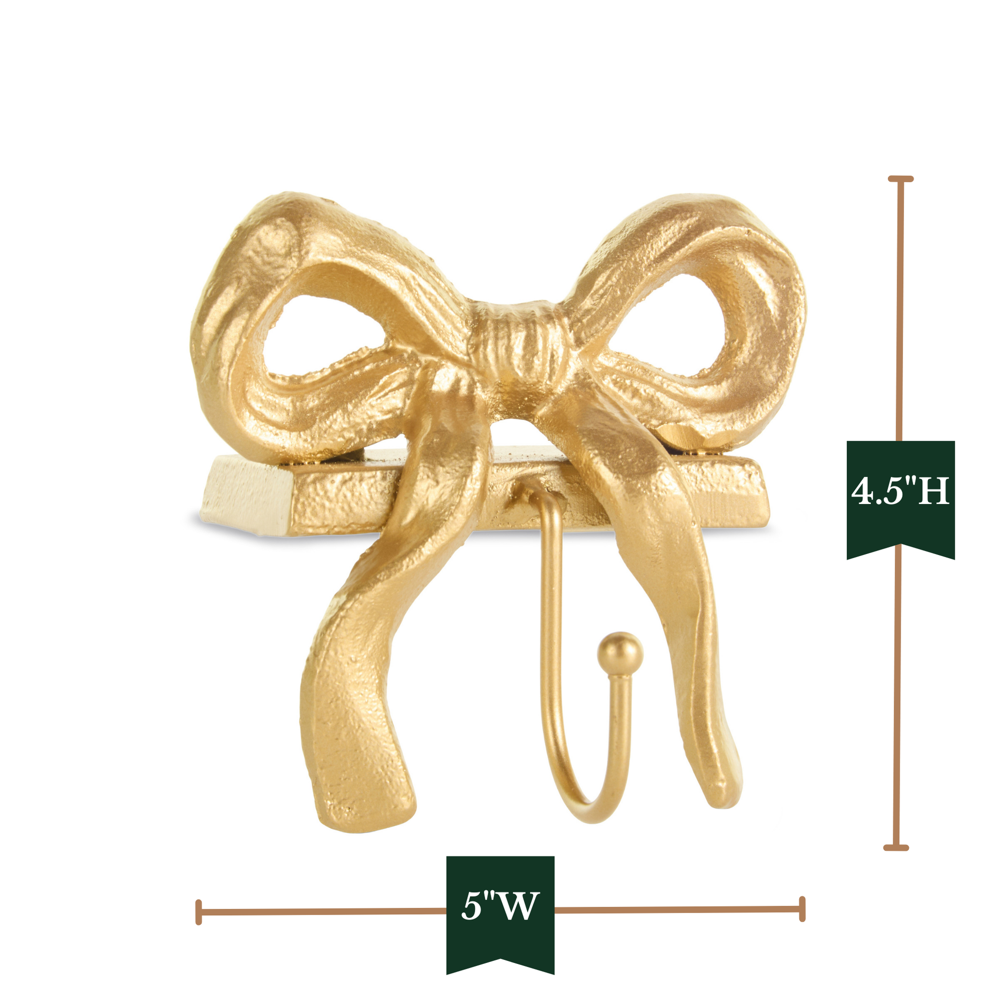 RAZ Imports 5" Gold Bow Iron Christmas Stocking Holder