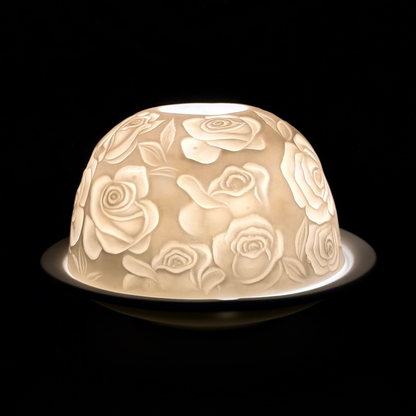 Starlight Porcelain Votive Light Rose Blooms Glowing Candle Holder Spring Decoration for Mother's Day