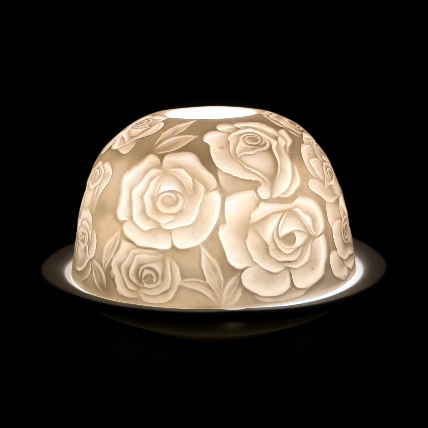 Starlight Porcelain Votive Light Rose Blooms Glowing Candle Holder Spring Decoration for Mother's Day