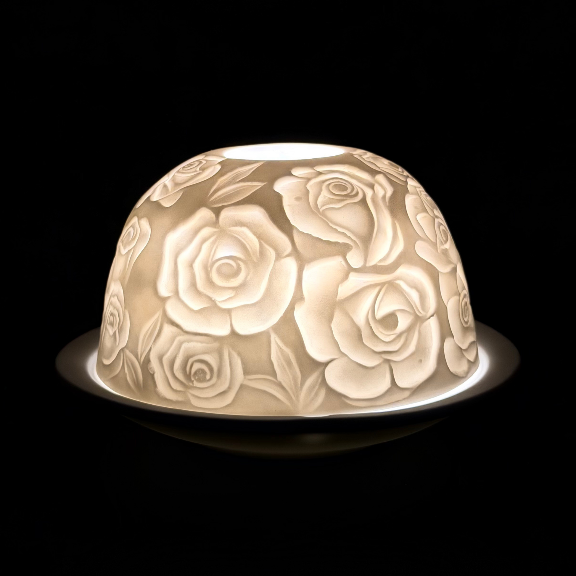Starlight Porcelain Votive Light Rose Blooms Glowing Candle Holder Spring Decoration for Mother's Day