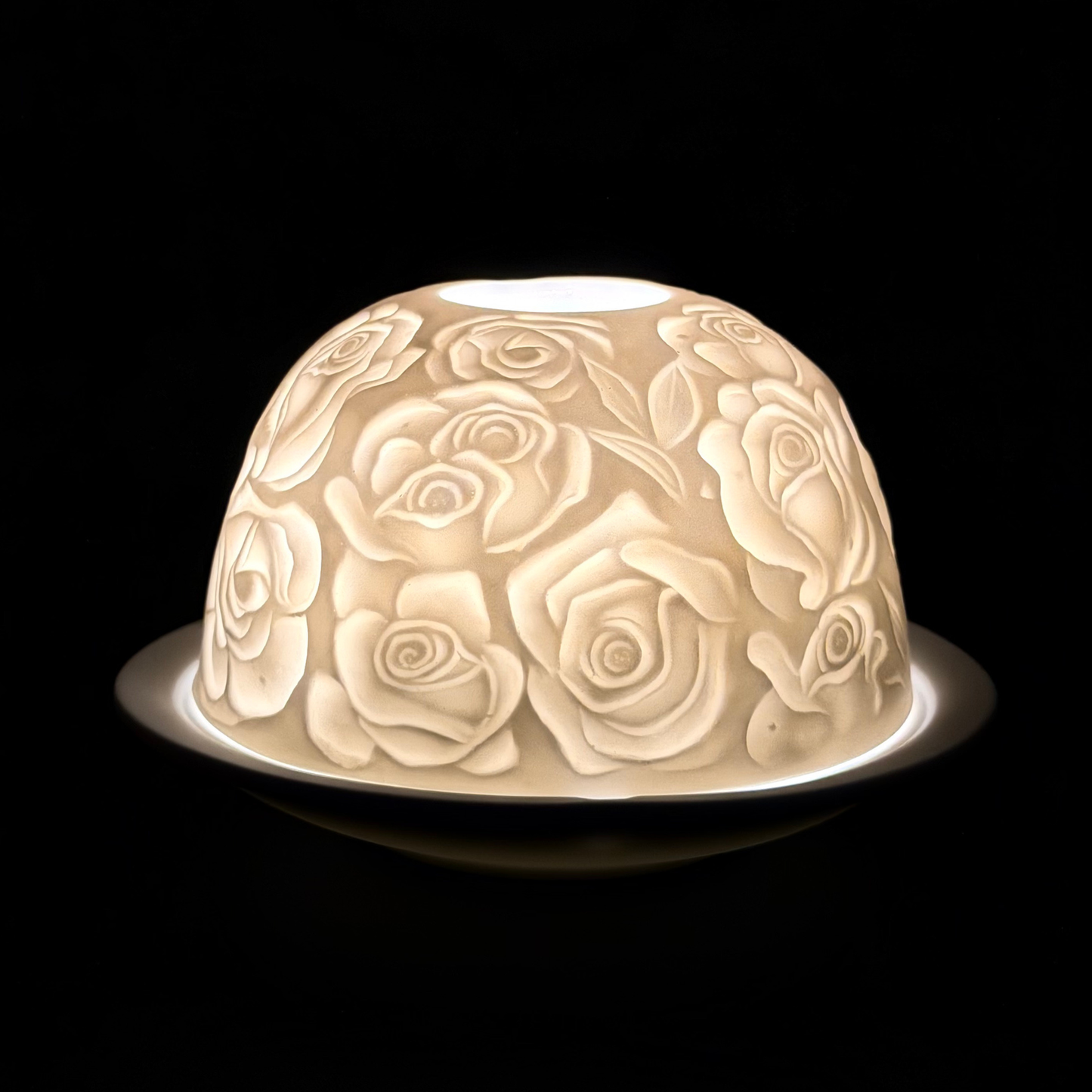 Starlight Porcelain Votive Light Rose Blooms Glowing Candle Holder Spring Decoration for Mother's Day