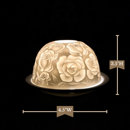 Starlight Porcelain Votive Light Rose Blooms Glowing Candle Holder Spring Decoration for Mother's Day