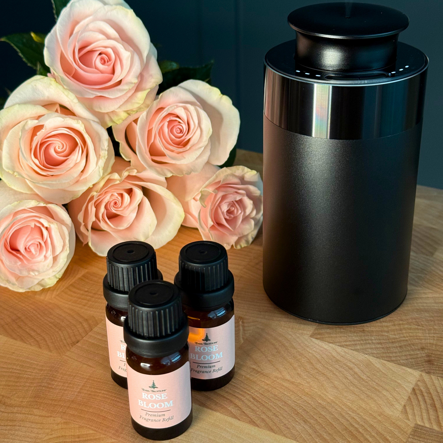 Traditions of Scent Rose Bloom Premium Fragrance Diffuser Oil Refills by Tinsel Traditions - Set of 3