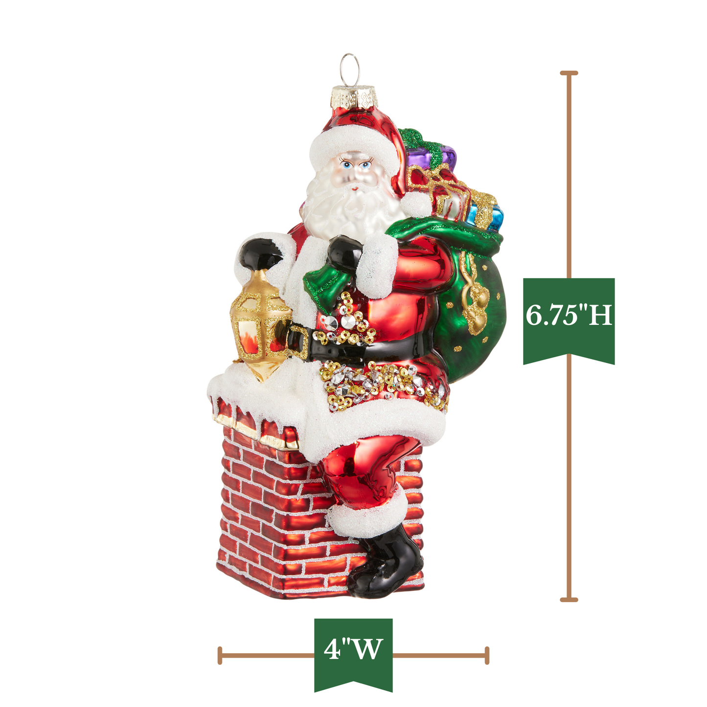 RAZ Imports 6.75" Santa's Christmas Delivery Sequin Glass Christmas Ornament