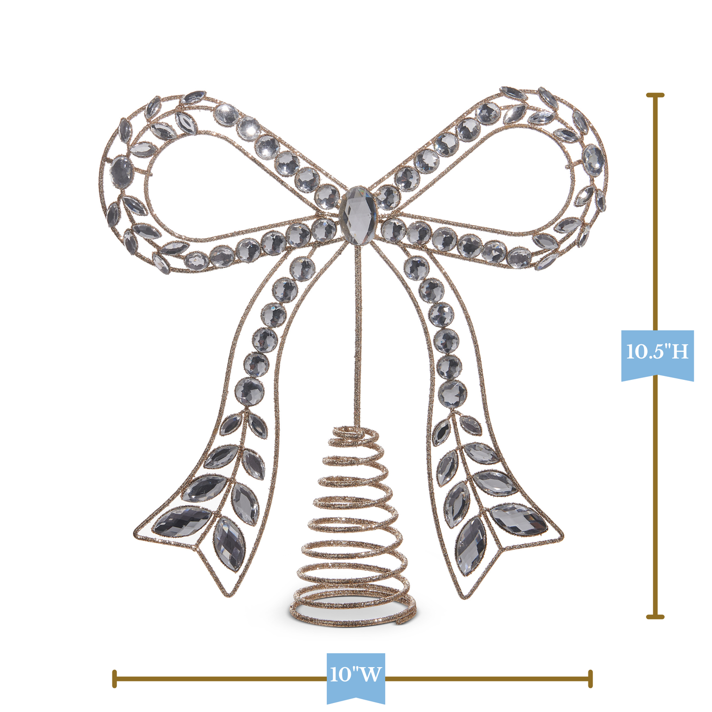RAZ Imports 10.5" Glittered Gold Jeweled Bow Christmas Tree Topper