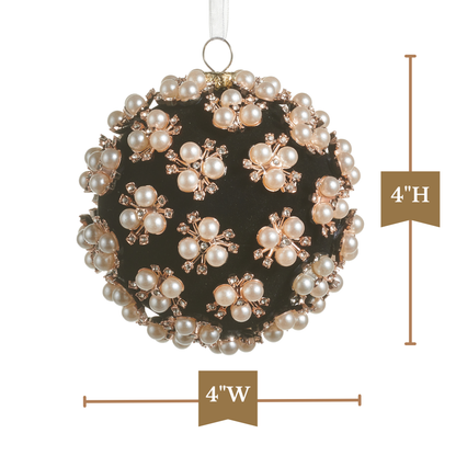 RAZ Imports 4" Black Pearl Jewel Clustered Ball Christmas Ornaments - Set of 8