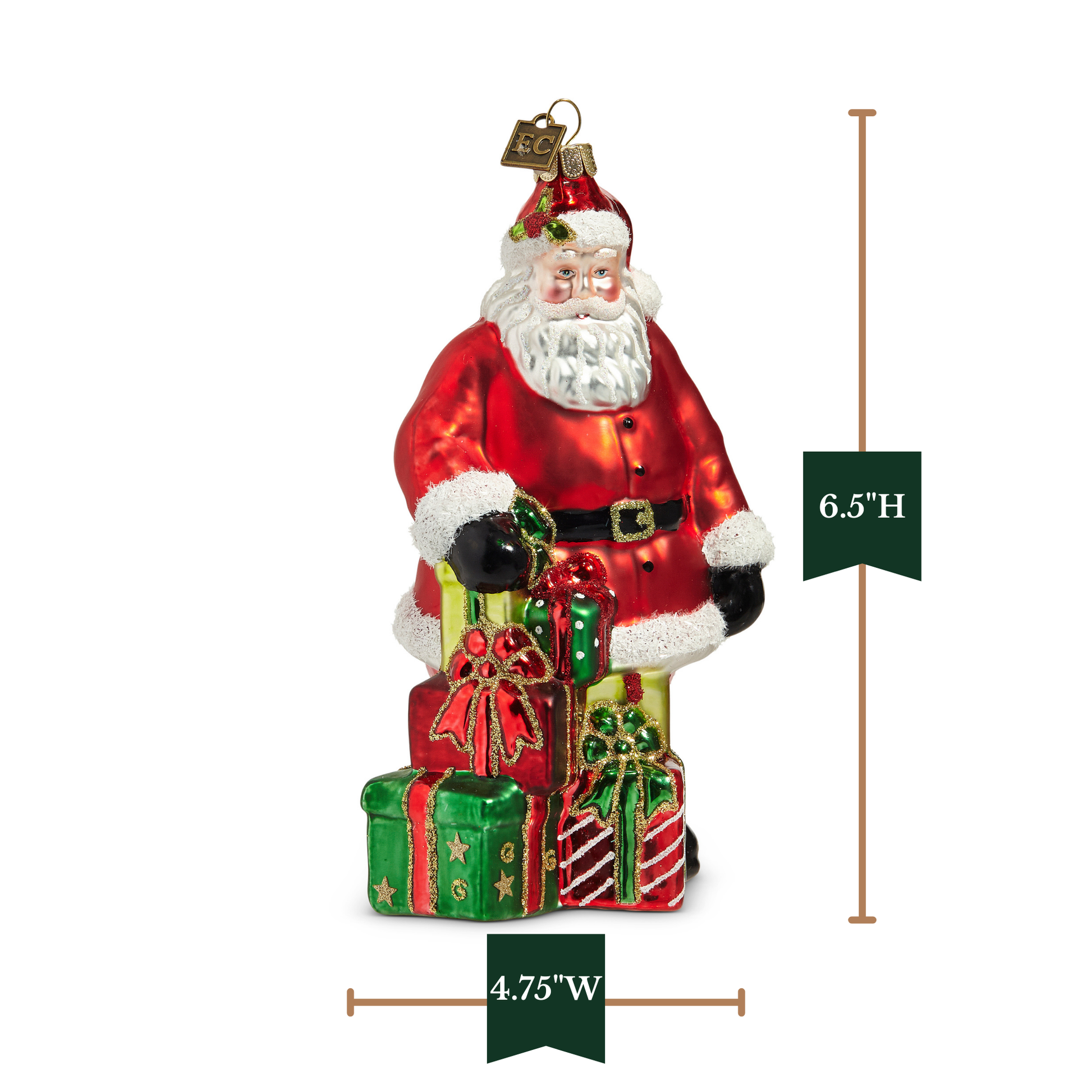 RAZ Imports by Eric Cortina 6.5" Special Delivery Santa Glass Collectible Christmas Ornament