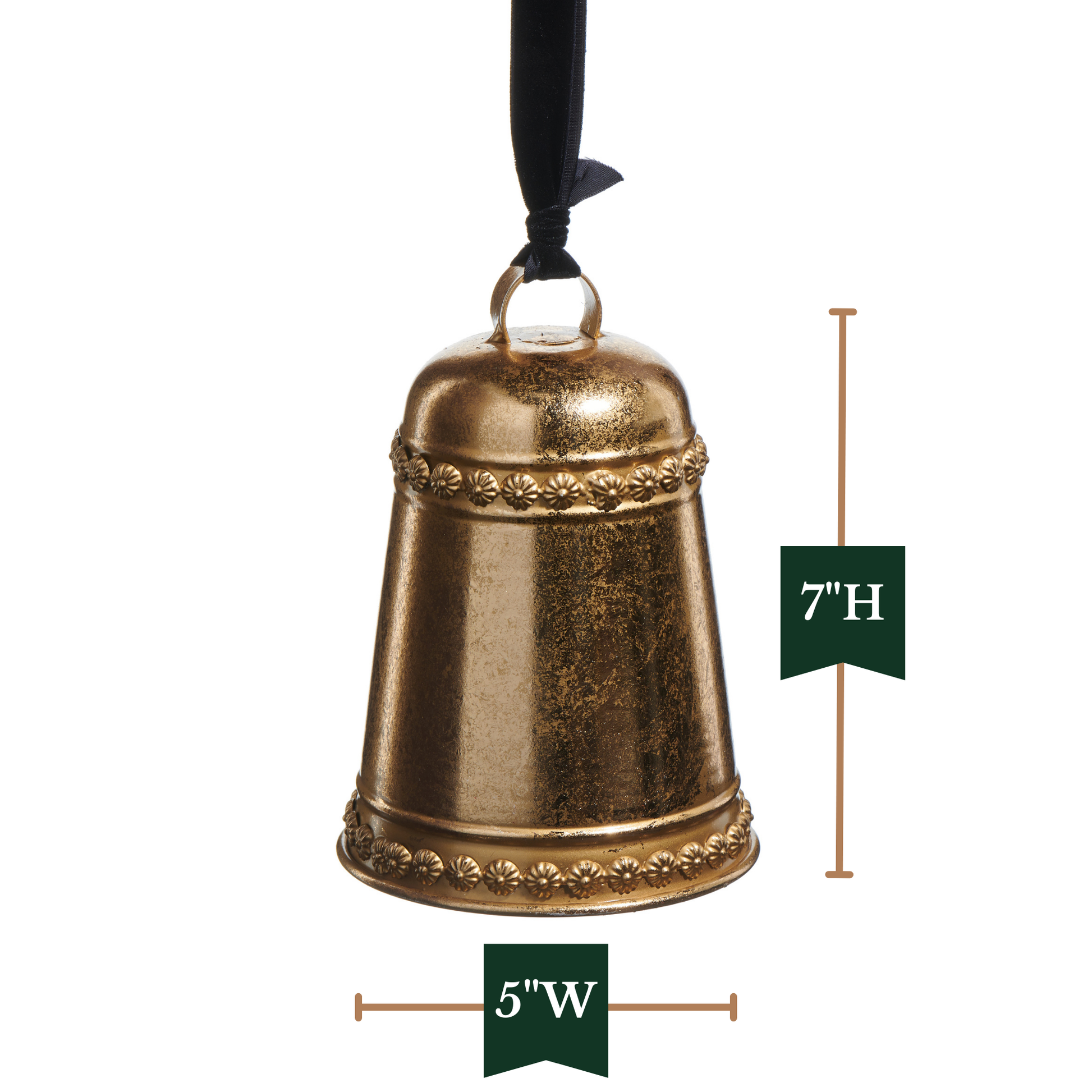 RAZ Imports Gold Christmas Bell Hanging Metal Ornament